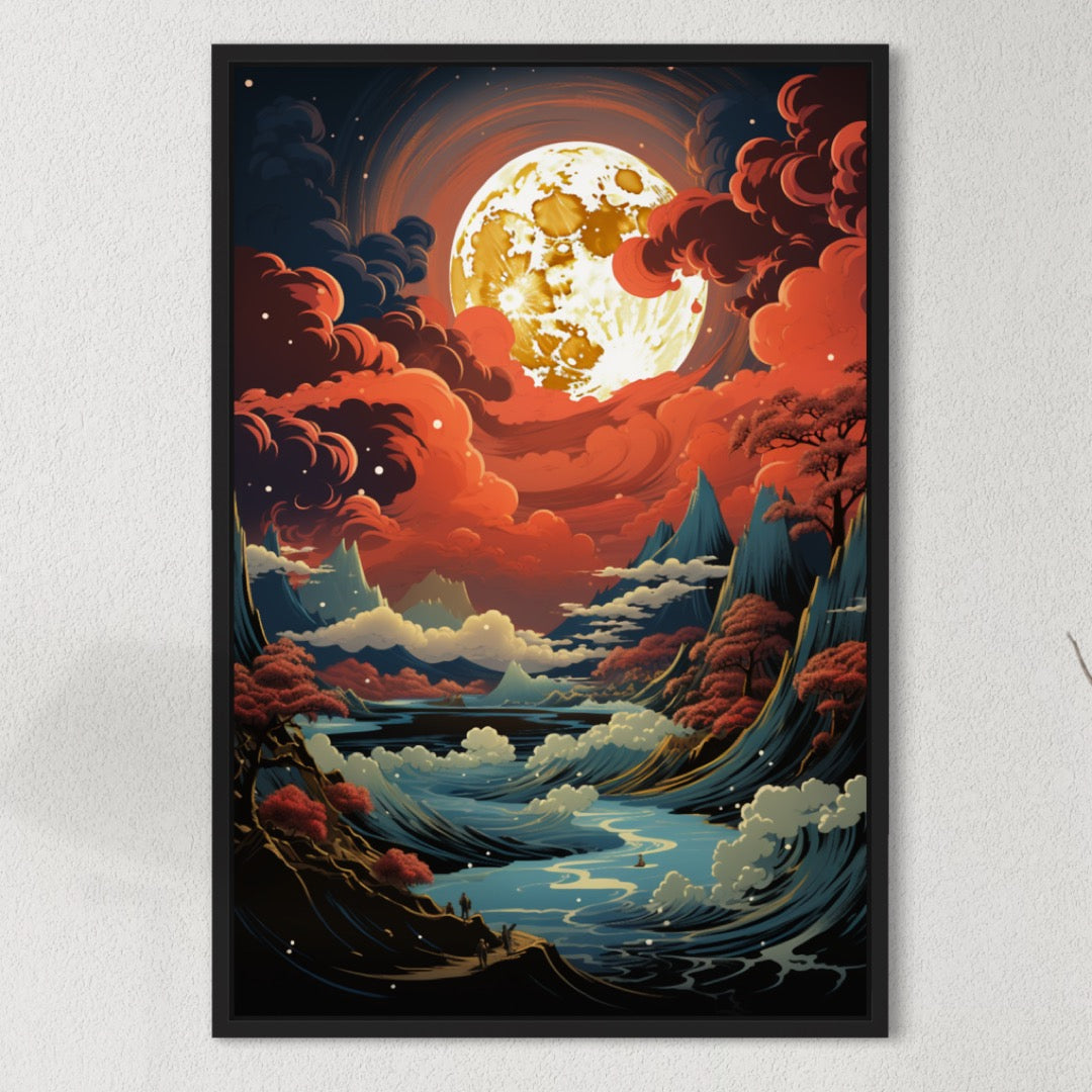 Surreal Astral Seascape Canvas | Oceanic Colors Splitting into Celestial Symphony