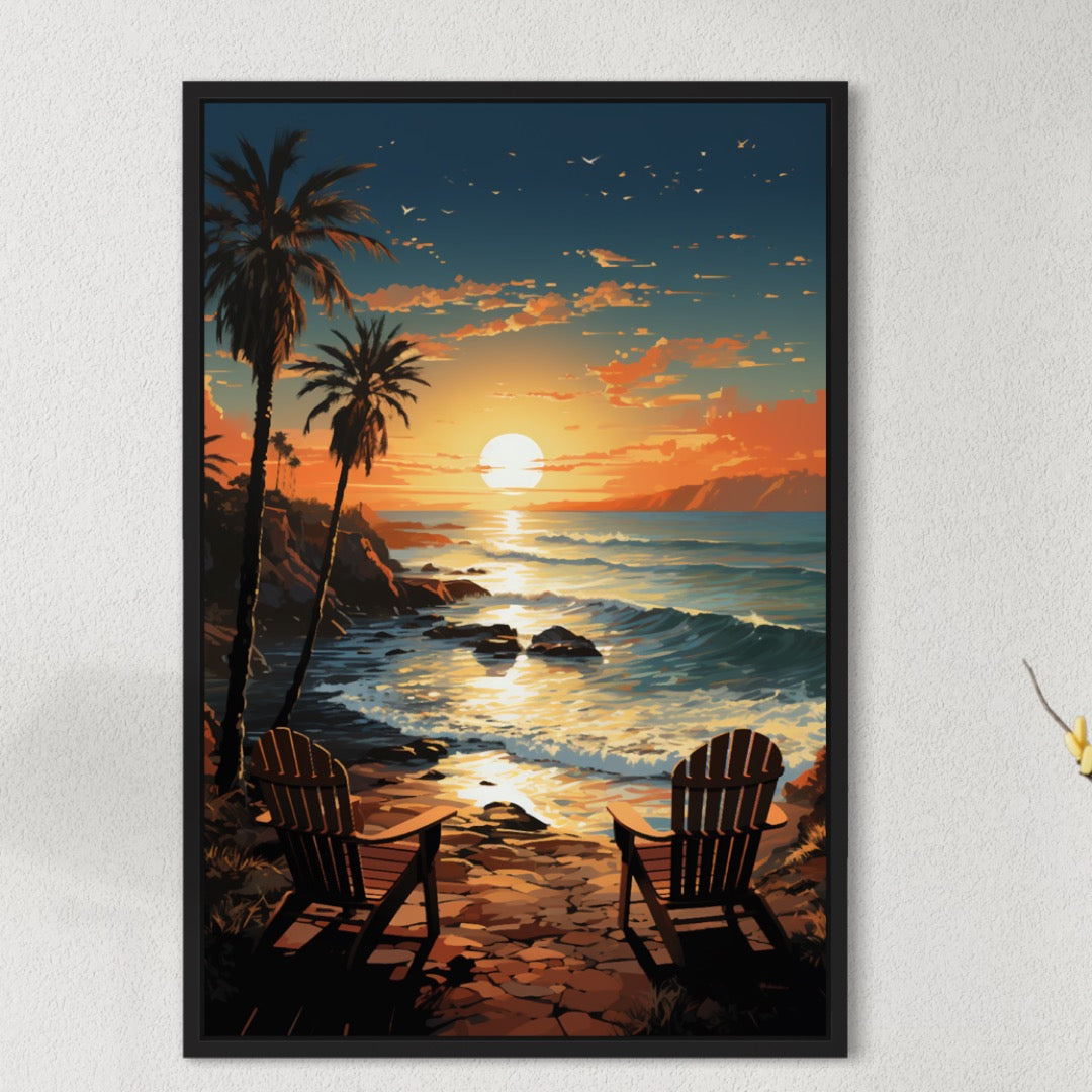 Seaside Traveler's Retreat Canvas | Two Chairs by the Water's Edge