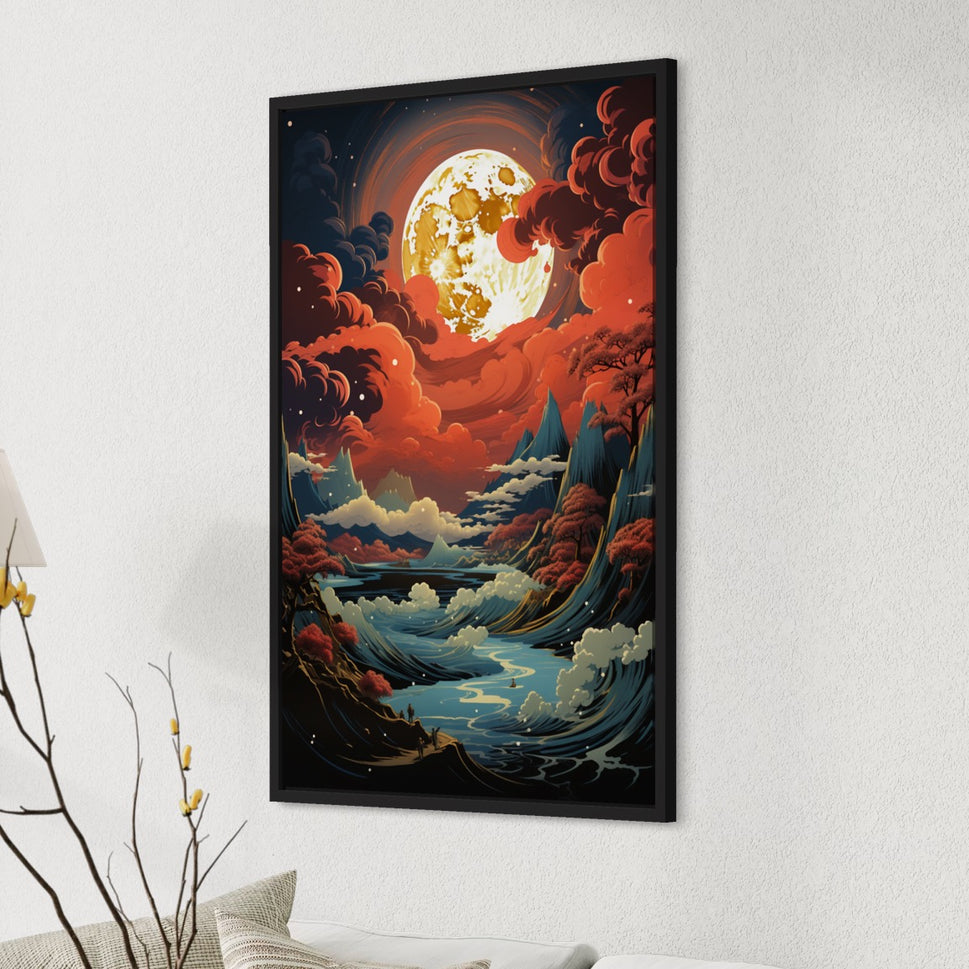 Surreal Astral Seascape Canvas | Oceanic Colors Splitting into Celestial Symphony