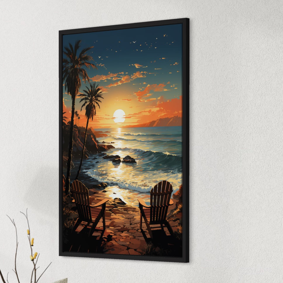 Seaside Traveler's Retreat Canvas | Two Chairs by the Water's Edge