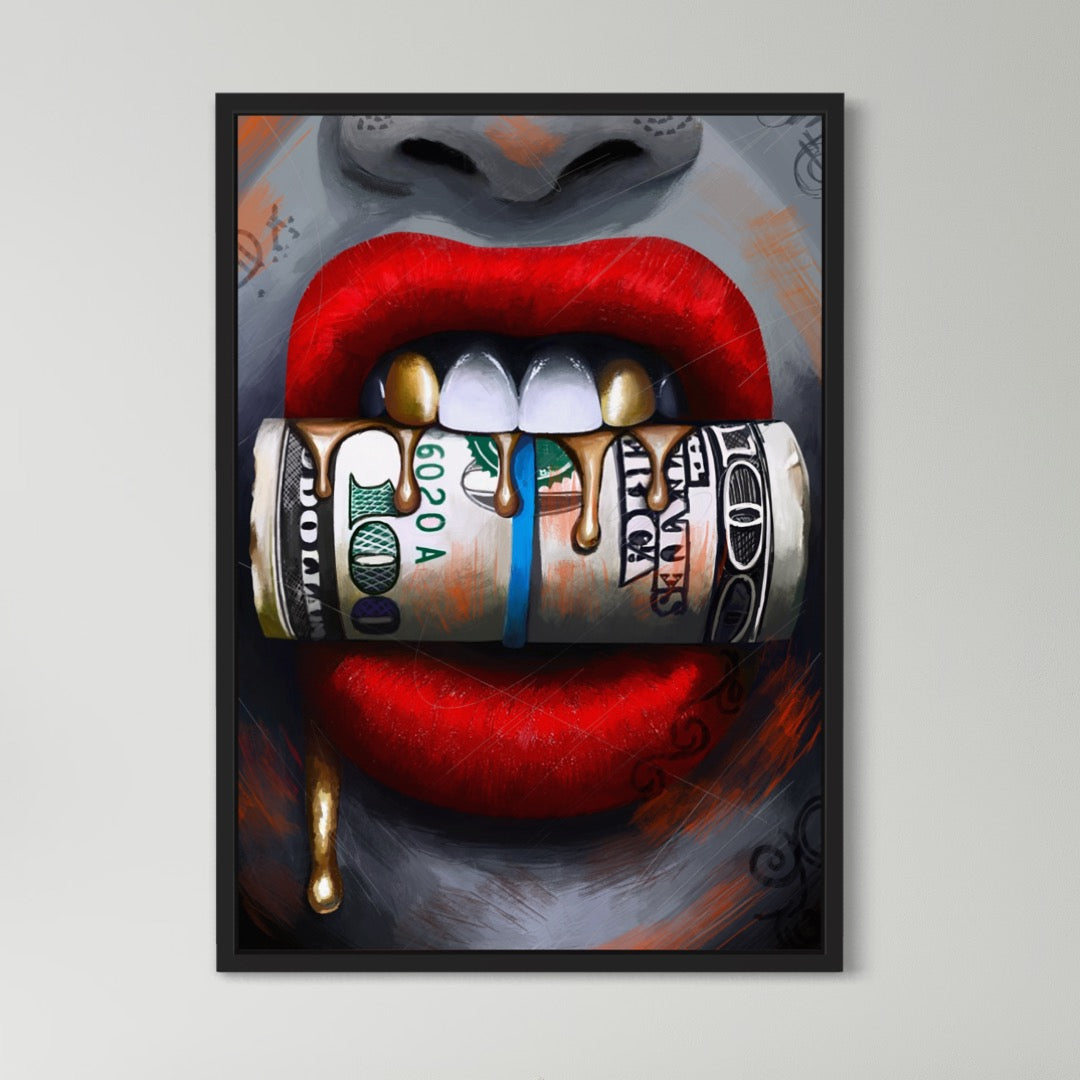 Empowerment through Expression | Lipstick Mouth Canvas Embracing Wealth