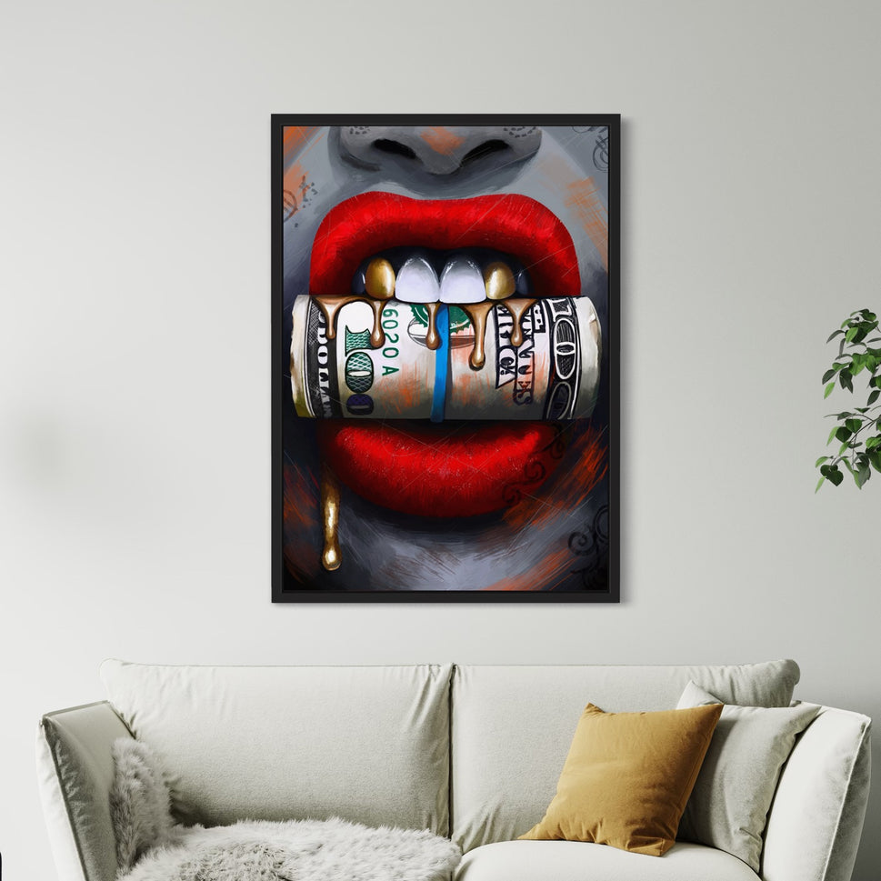 Empowerment through Expression | Lipstick Mouth Canvas Embracing Wealth