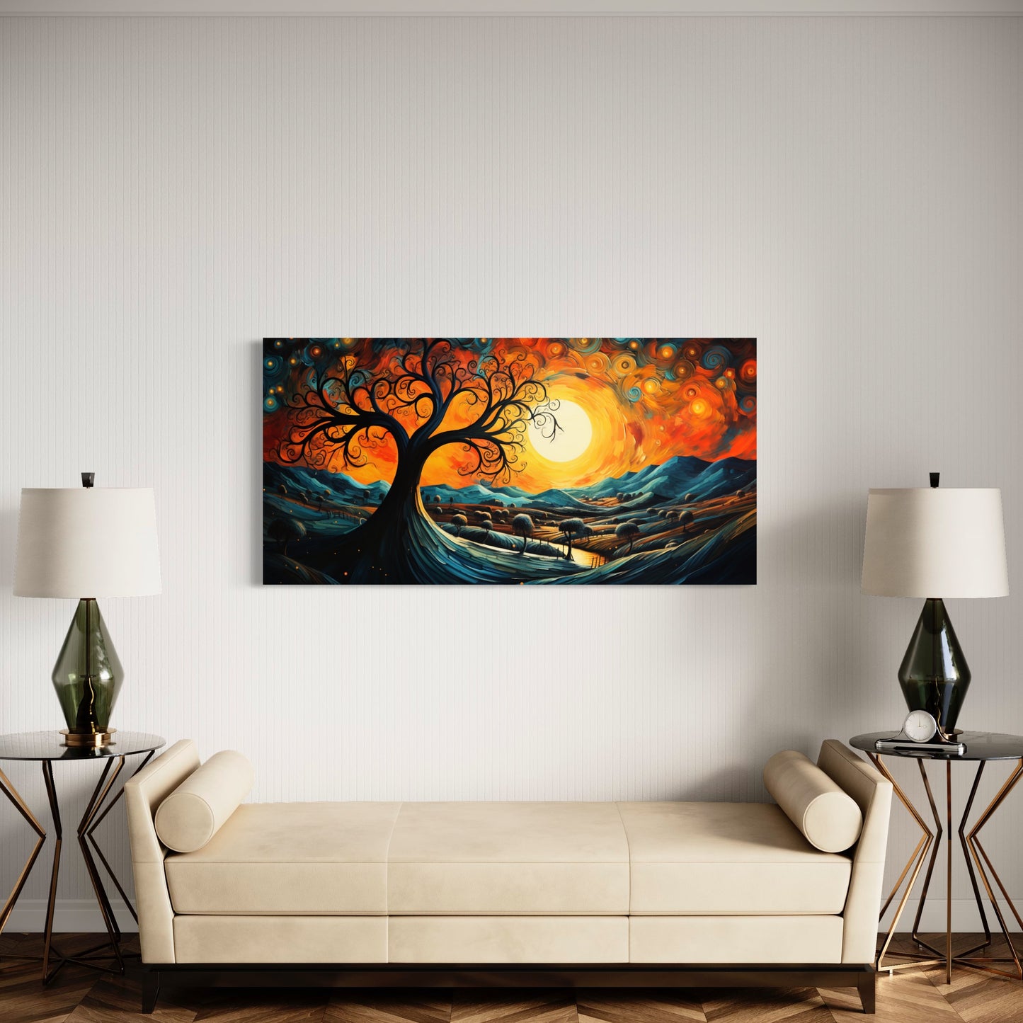 Wisdom's Twilight Reverie | Tree of Knowledge Sunset Canvas