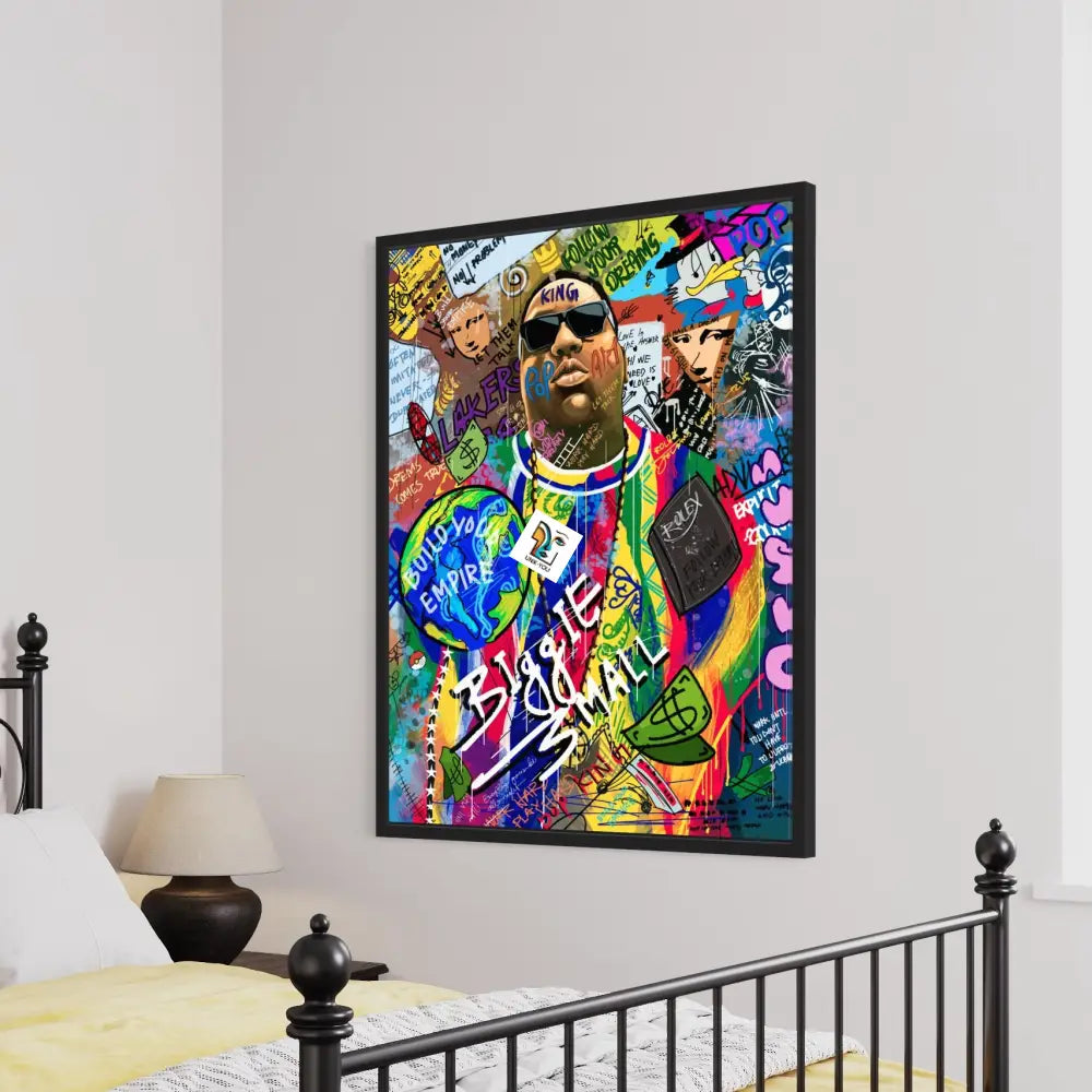 Biggie Smalls Canvas | Graffiti-Infused Pop Street Art Tribute 24 X 36 Inches / Black Ready To Hang