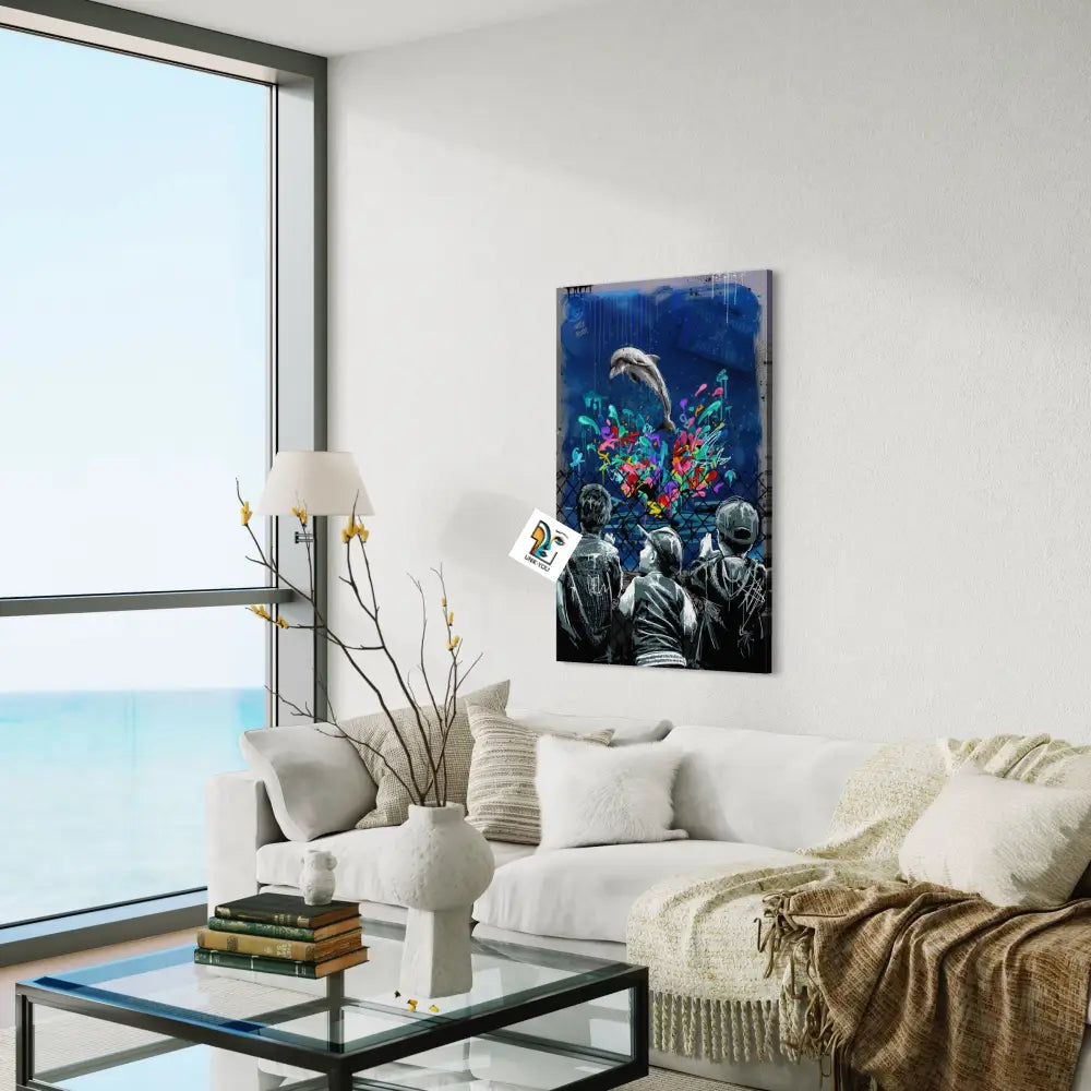 Dolphin Friendship Canvas | A Trio Of Bonds In Artistry 24 X 36 Inches / Infinity Ready To Hang