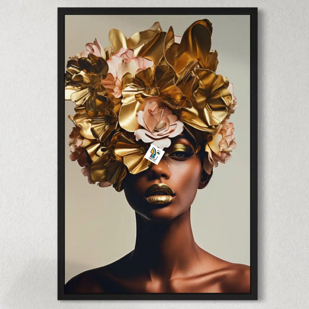 Enigmatic Golden Blooms Canvas | Ethereal Gold Surrealism Art Ready To Hang