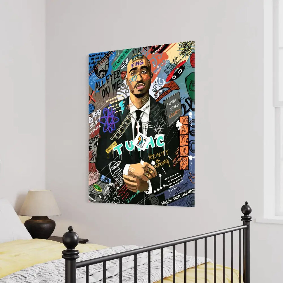 Eternal Inspiration Canvas | Tupac Shakur Graffiti-Infused Art 24 X 36 Inches / Infinity Ready To