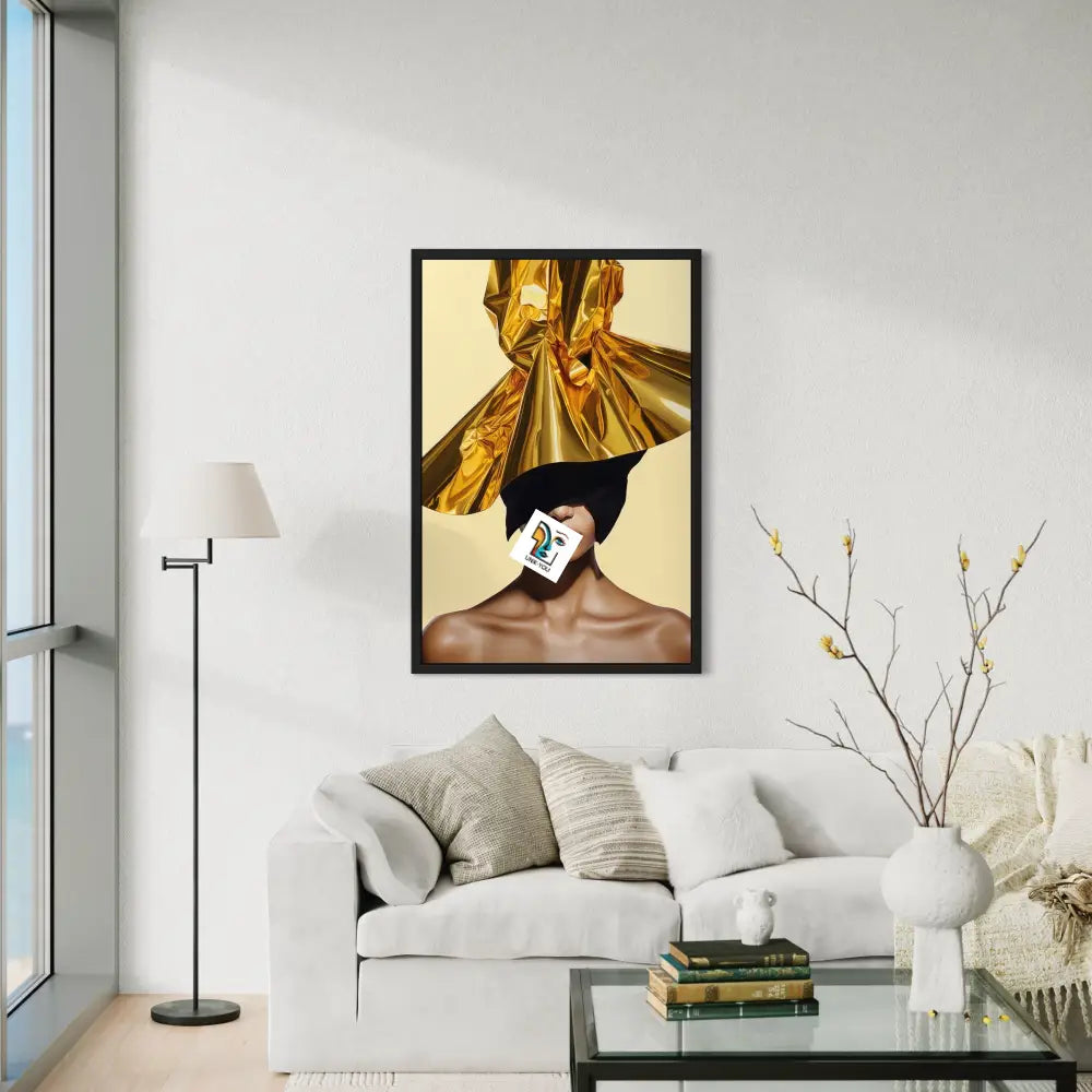 Golden Crowned Woman Canvas | Captivating Gold Surrealism Art Ready To Hang