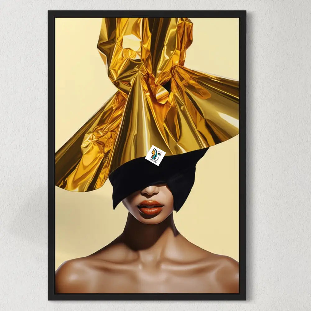 Golden Crowned Woman Canvas | Captivating Gold Surrealism Art Ready To Hang