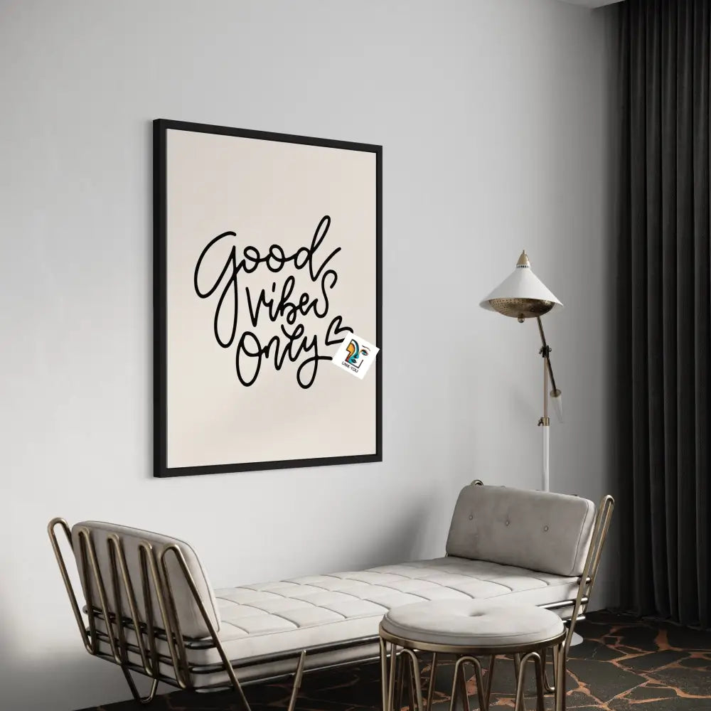 Good Vibes Only Canvas | Inspiring Hand-Lettered Words Art 24 X 36 Inches / Black Ready To Hang