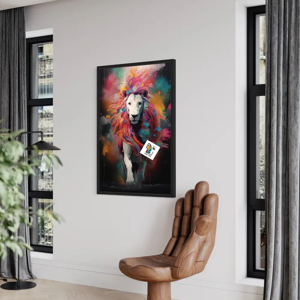 Majestic Spray Paint Lion Canvas | Vibrant Regal Perfection 24 X 36 Inches / Black Ready To Hang