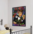 Scarface Tony Montana Canvas | Graffiti-Infused Pop Street Art Masterpiece 24 X 36 Inches / Black